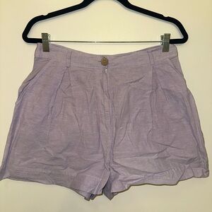 ZARA purple linen high waisted short